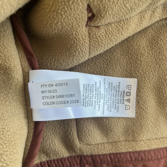UpWest Womens Jacket Size L Sherpa Teddy Full Zip Pockets Hooded Brown Cropped - Picture 14 of 15